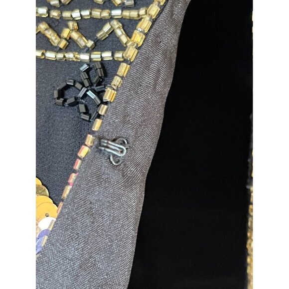 Drapers Damons Jacket M Black Sequin Floral Beaded Old Money Mature Artsy Party - Picture 6 of 15